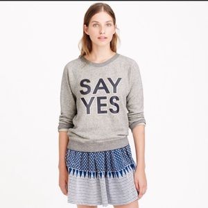 J.Crew Say Yes Ling Sleeve Pullover Sweatshirt Size Small